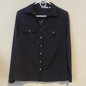 Women's Black Polka Dot Button-Up Shirt
